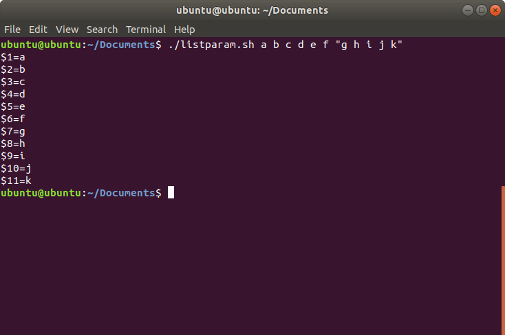 Вывод всех параметров скрипта в GNOME Terminal с ошибкой - строка разбита на отдельные словам